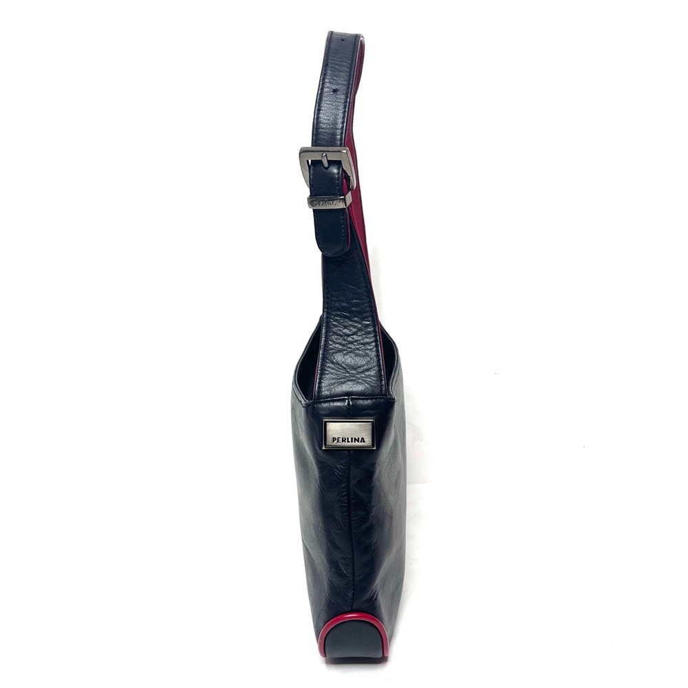 Perlina Black & Red Leather Shoulder bag /handbag - Picture 4 of 9